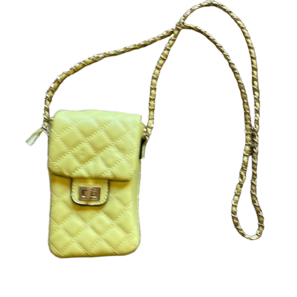 Alyssa Crossbody Handbag, Lemon Yellow. Lead Safe Peta Approved Vegan.